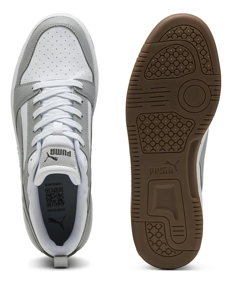 Zapatilla Puma Rebound V6 Hombre Blanco+Gris 392328-53